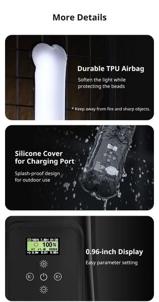 Đèn led Ulanzi UA12 - Đèn ống cầm tay dạng túi khí 12W