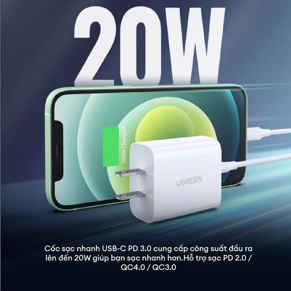 Cốc sạc nhanh Type C 20W UGREEN
