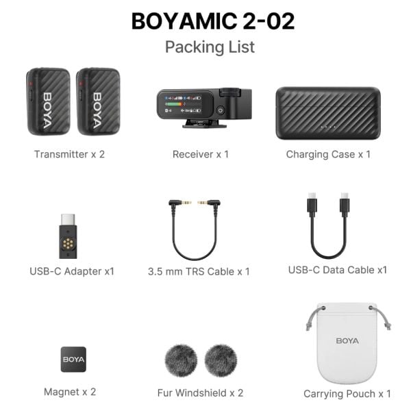 Micro Không Dây BOYAMIC 2-02 Màu đen micro không dây AI-Powered