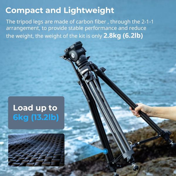 SmallRig 4685 - Lightweight Video Carbon Fiber Tripod Kit AD-50