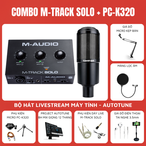 Combo Thu Âm Soundcard M-Audio M-TRACK SOLO và Micro Takstar PC-K320