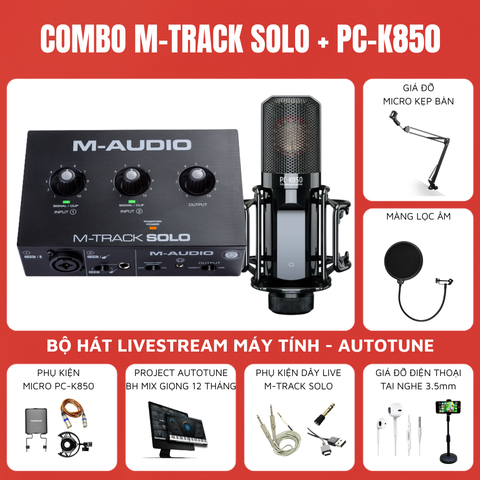 Combo Thu Âm Soundcard M-Audio M-TRACK SOLO và Micro Takstar PC-K850