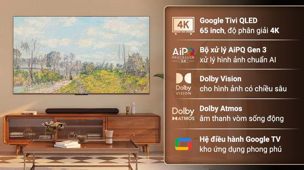 Google Tivi QLED TCL 4K 65 inch 65Q646