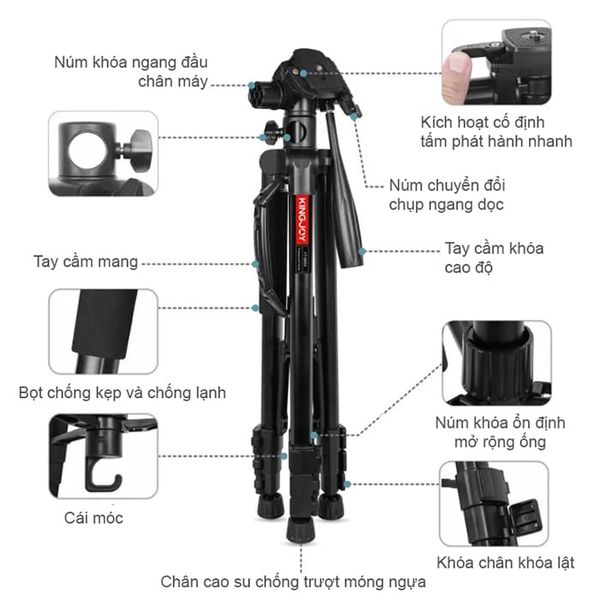 Chân máy ảnh KINGJOY VT-890H Tripod dành cho DSLR