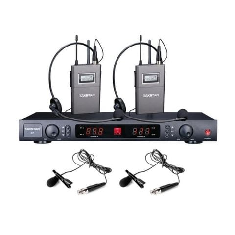 X7PP Takstar - Bộ 02 Micro không dây choàng đầu UHF kênh kép