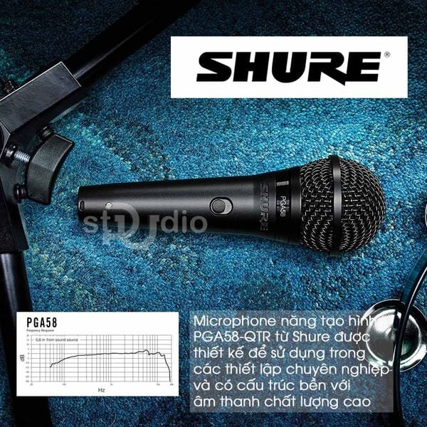 Micro karaoke có dây Shure PGA58-QTR Cardiod Dynamic + XLR