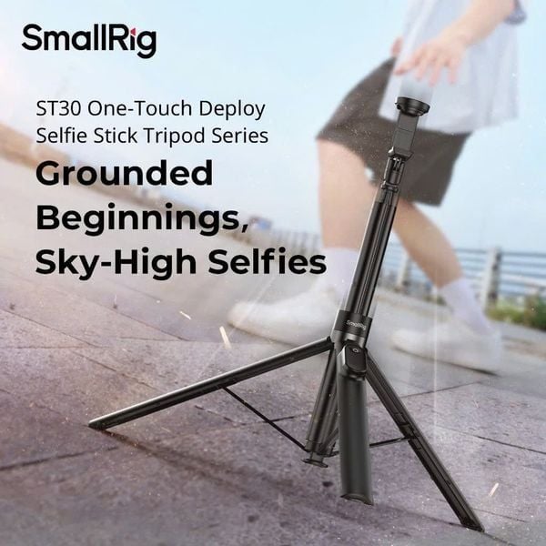 SmallRig 4926 - One-Touch Deploy Selfie Stick Tripod ST-30 (Black)