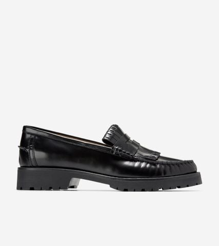 Treena Lug Kiltie Loafers - BLACK / 5