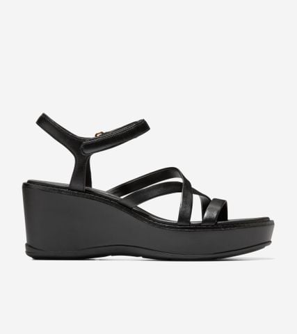 Grand Ambition Azzura Strappy Wedge Sndl - Black / 5.5