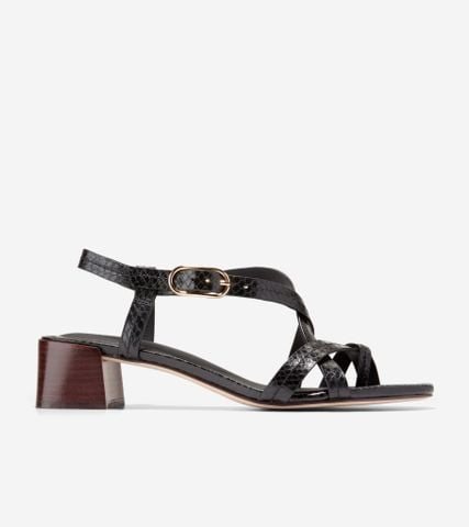 Dillon Block Heel Thong Sandals - Black / 5