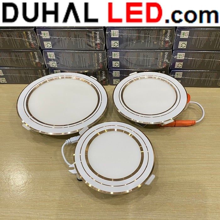  đèn led âm trần duhal 9w viền vàng kdgt6091 | Lổ khoét trần 110mm 