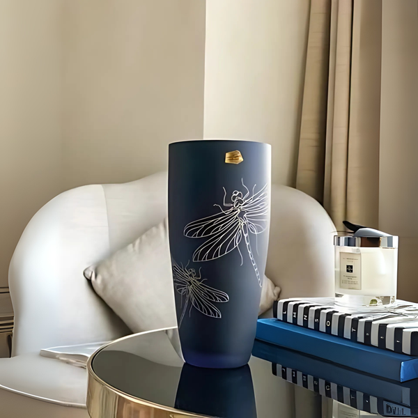  Lọ hoa bom chuồn chuồn tím than 25cm 