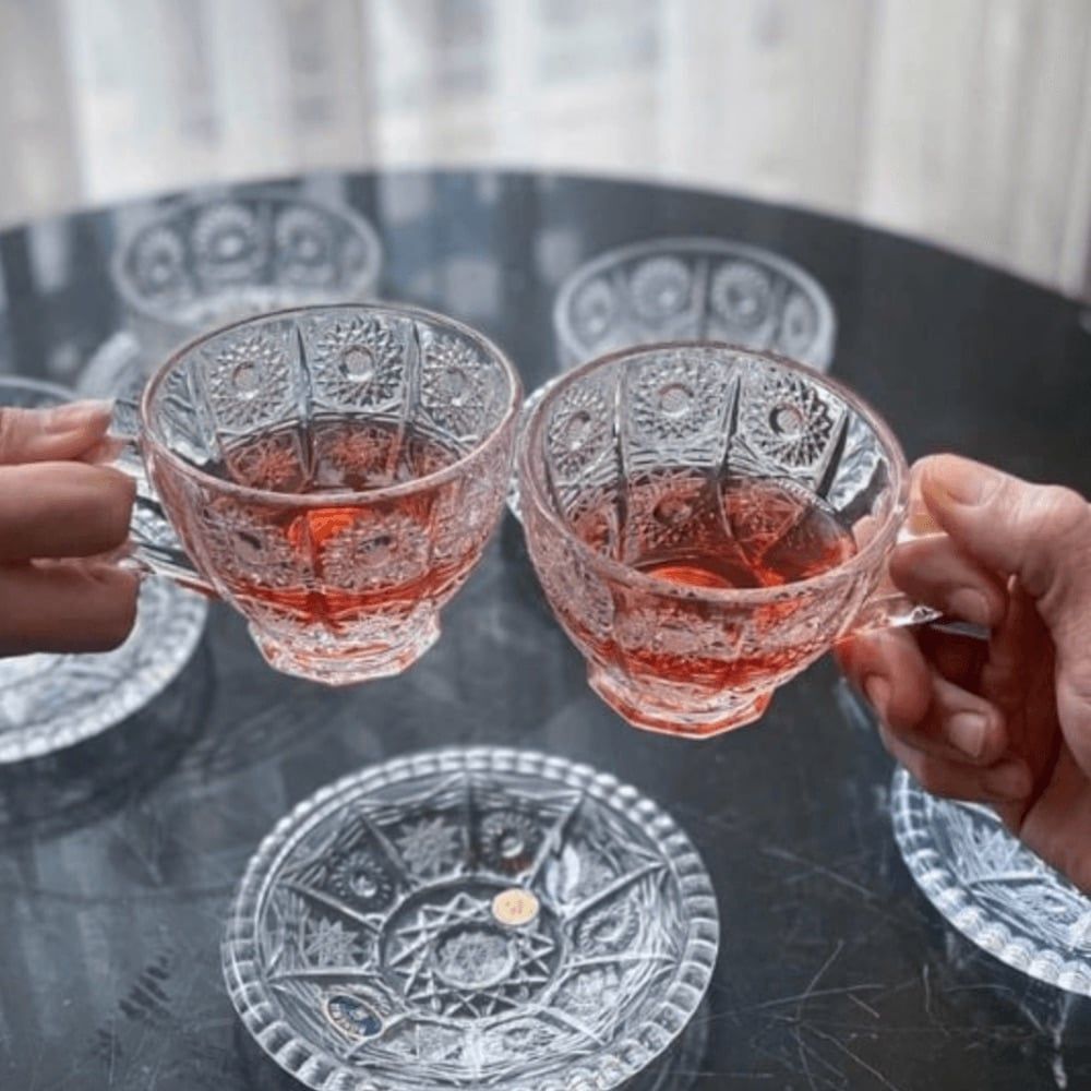  Set 6 tách trà kèm đĩa M57 Crystal Bohemia 