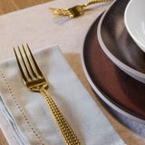  Set 24 món (Dao, dĩa, thìa lớn, thìa nhỏ) Cortina Stainless Steel Mirror PVD Gold Sambonet 