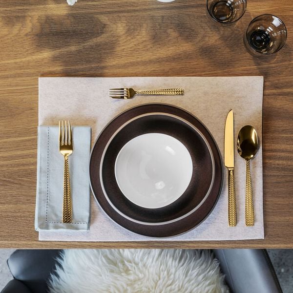  Set 24 món (Dao, dĩa, thìa lớn, thìa nhỏ) Cortina Stainless Steel Mirror PVD Gold Sambonet 