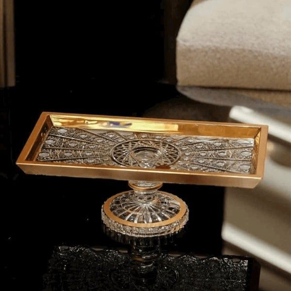  Chân bồng chữ nhật khảm vàng Arcade 34cm 