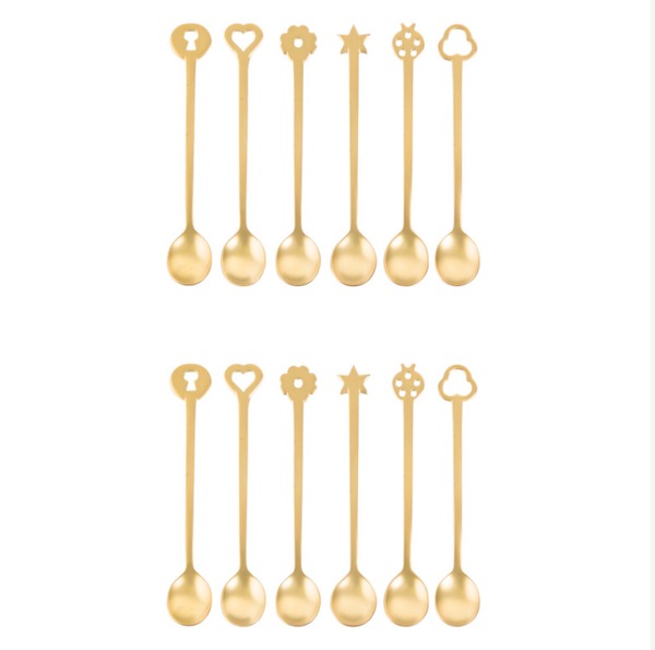  Set 12 thìa Party Spoons Portafort Living Antique PVD Gold Sambonet 