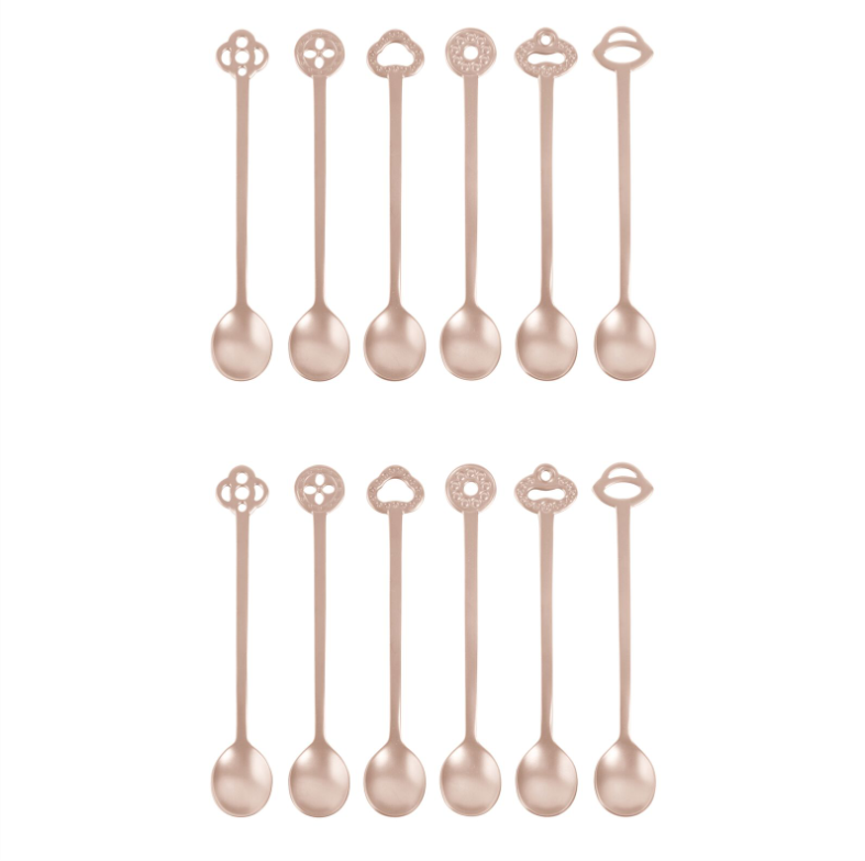  Set 12 thìa Party Spoons Oriental Living Antique PVD Champagne Sambonet 