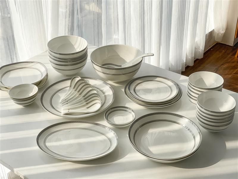  Bộ đồ ăn sứ xương bạch kim anh 