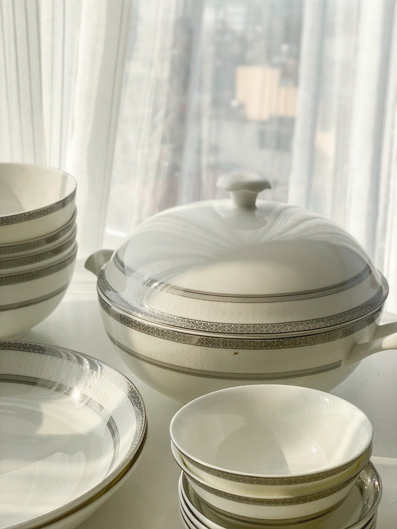  Bộ đồ ăn sứ xương bạch kim anh 