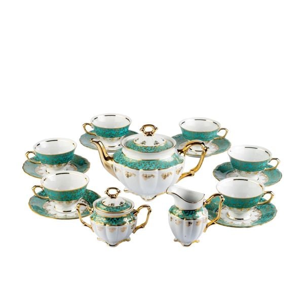  Bộ cà phê Tiệp dây vàng xanh ngọc 