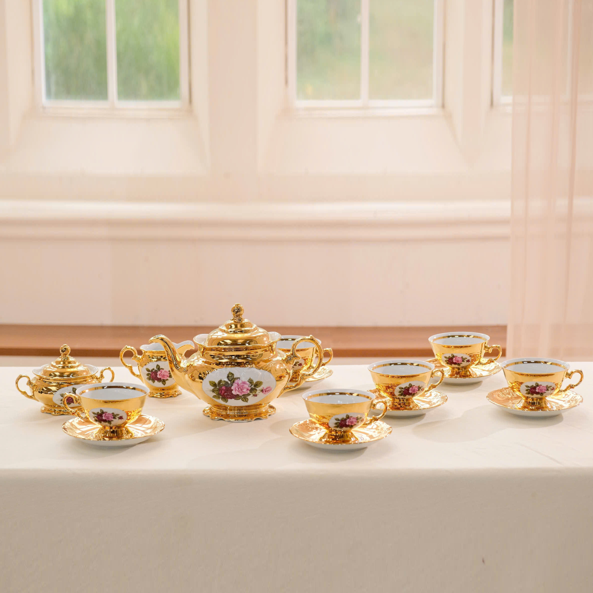  Bộ cà phê tiệp full vàng Hoa hồng 