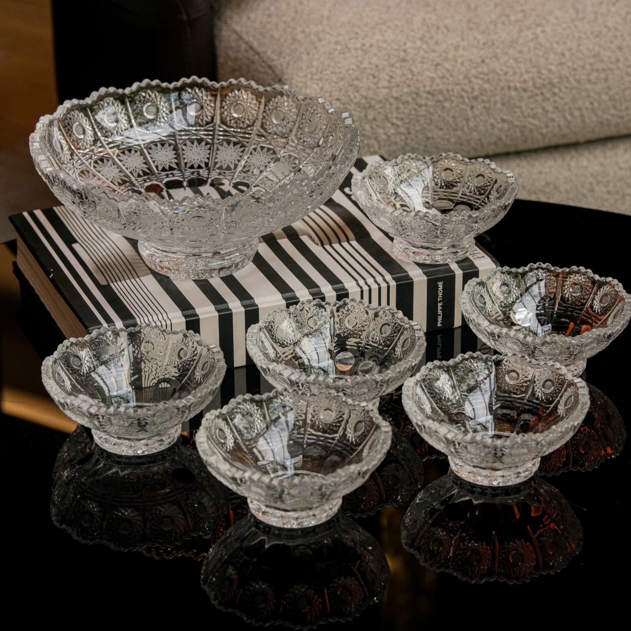  Bộ set pha lê mâm bồng M57 25cm&13cm (7pcs/bộ) 