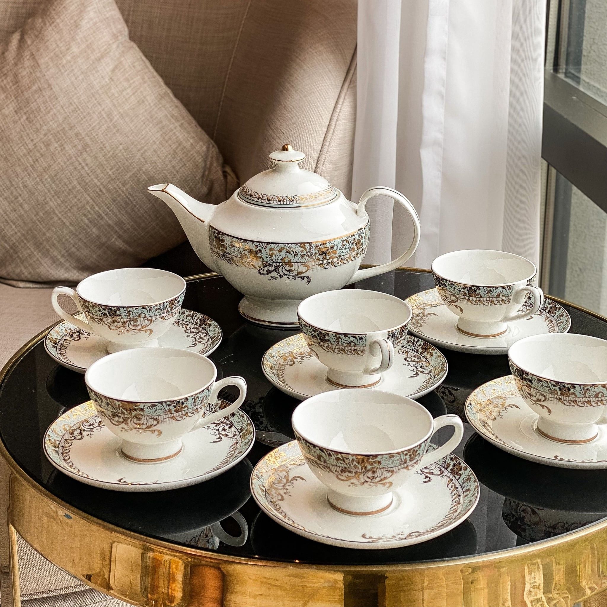  Bộ trà xanh ngọc dây vàng 
