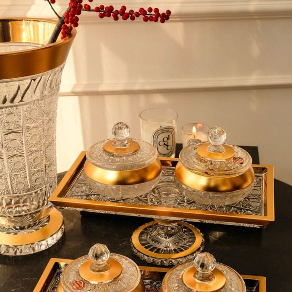  Chân bồng chữ nhật khảm vàng Arcade 34cm 