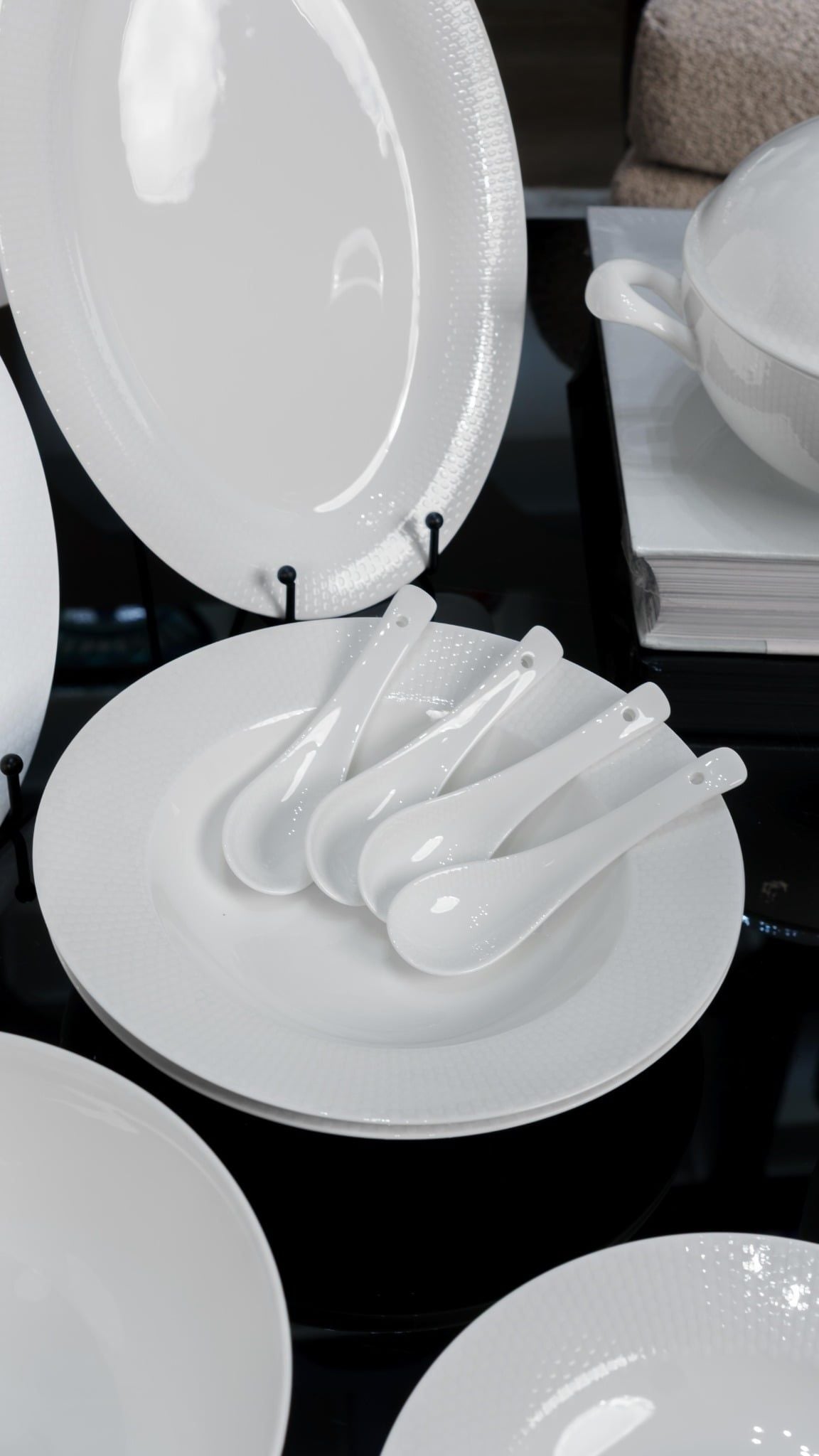  Bộ đồ ăn trắng vân vuông 50 sản phẩm 