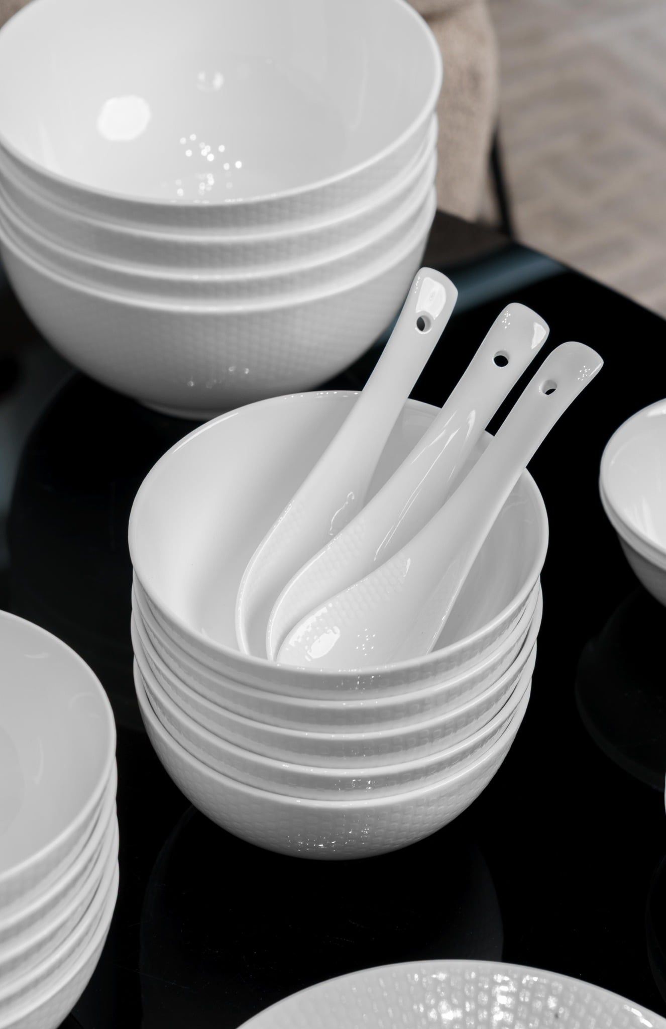  Bộ đồ ăn trắng vân vuông 50 sản phẩm 