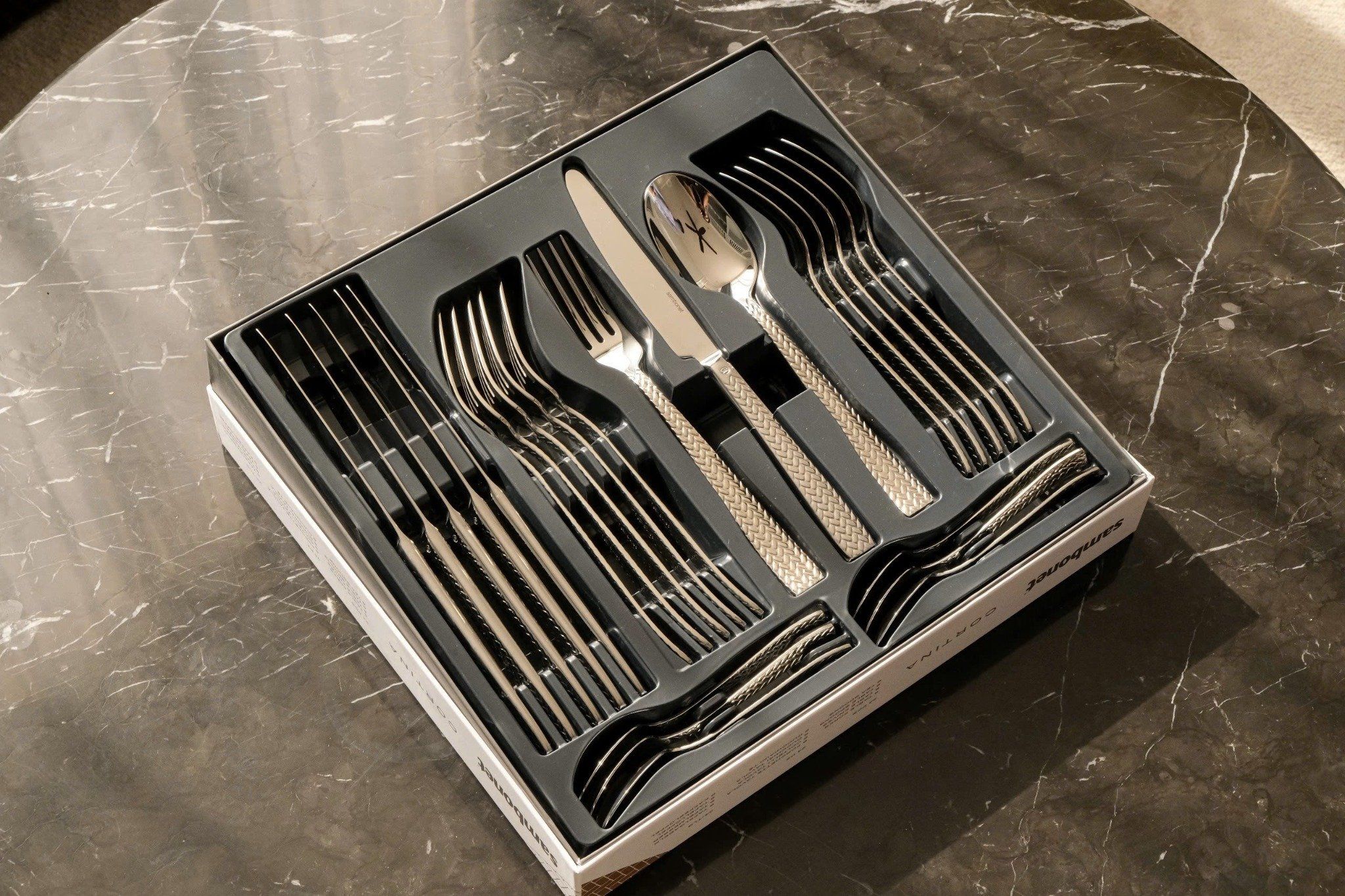  Set 24 món (Dao, dĩa, thìa lớn, thìa nhỏ) Cortina Stainless Steel Mirror Steel Sambonet 