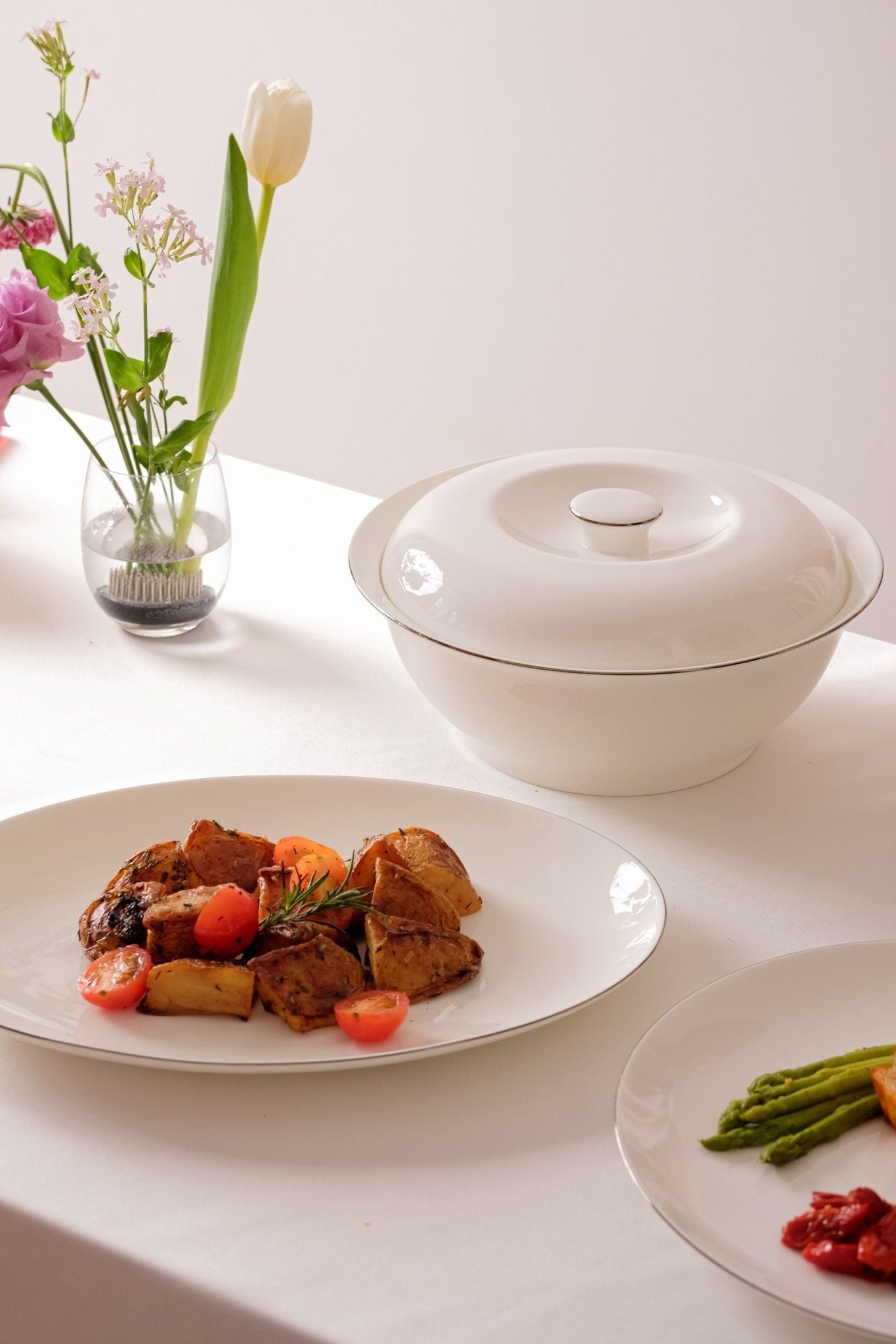  Bộ đồ ăn sứ xương viền bạc 