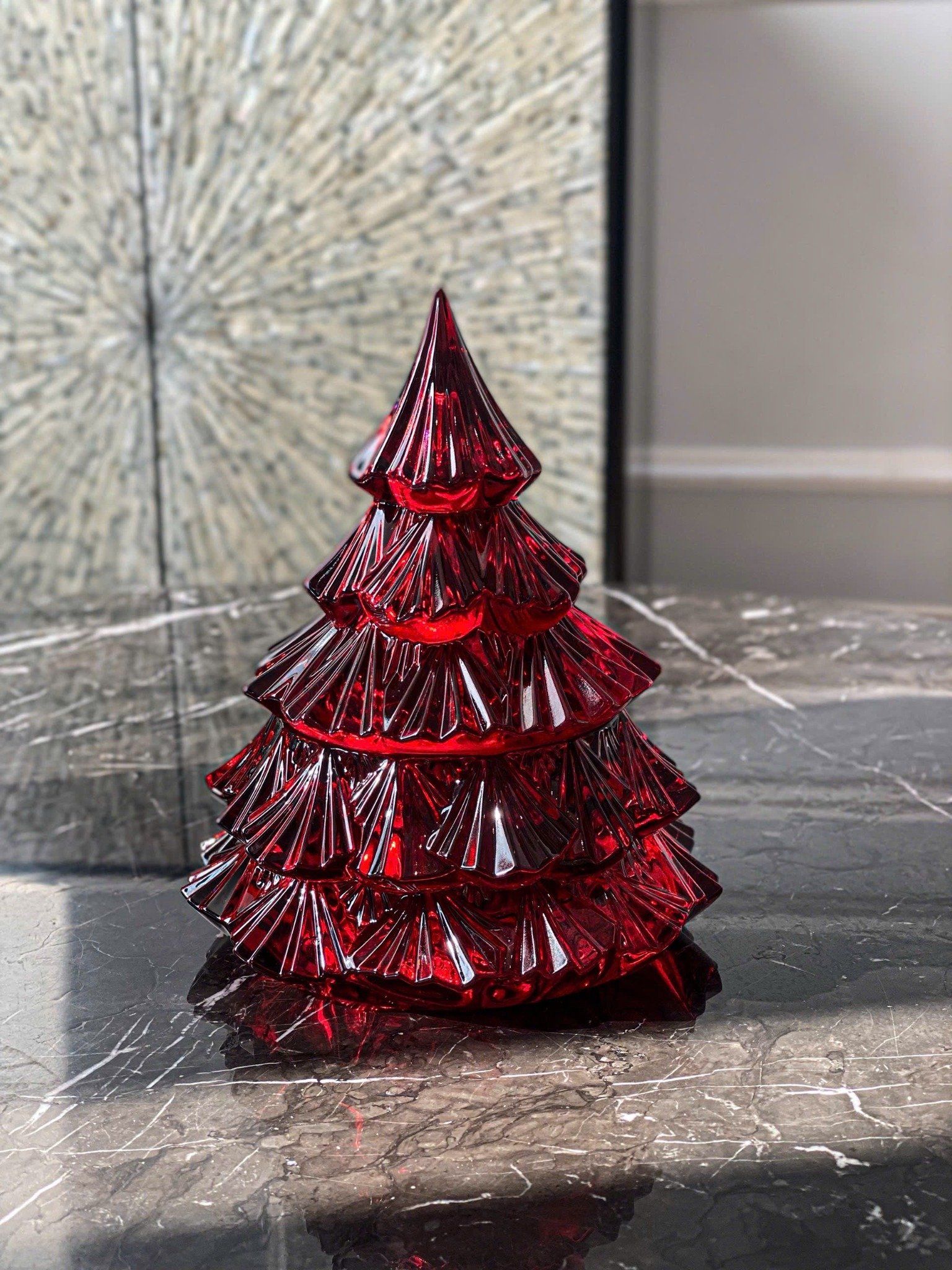  Thố Tree đỏ 16.5cm Crystal Bohemia 