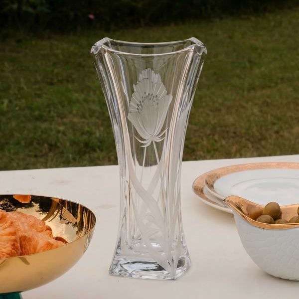  Lọ hoa bó mạ vuông mài hoa 35cm 