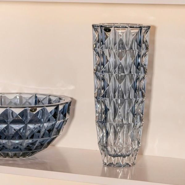 Lọ hoa kim cương xanh dương 33cm Crystal Bohemia 