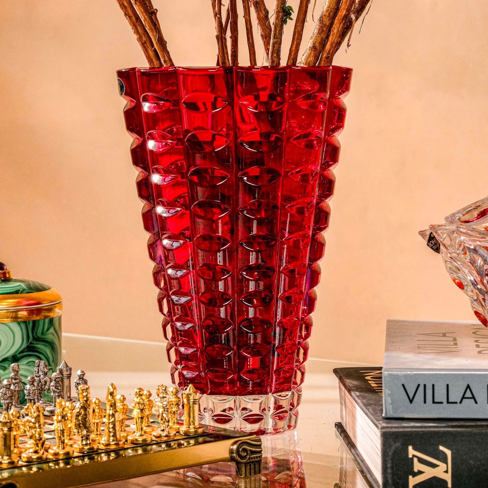  Lọ hoa Millenium đỏ 26cm Crystal Bohemia 