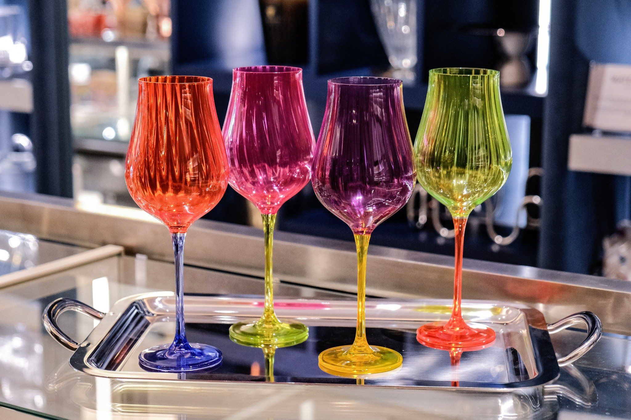  Set 4 ly vang Limosa màu 400ml Crystal Bohemia 