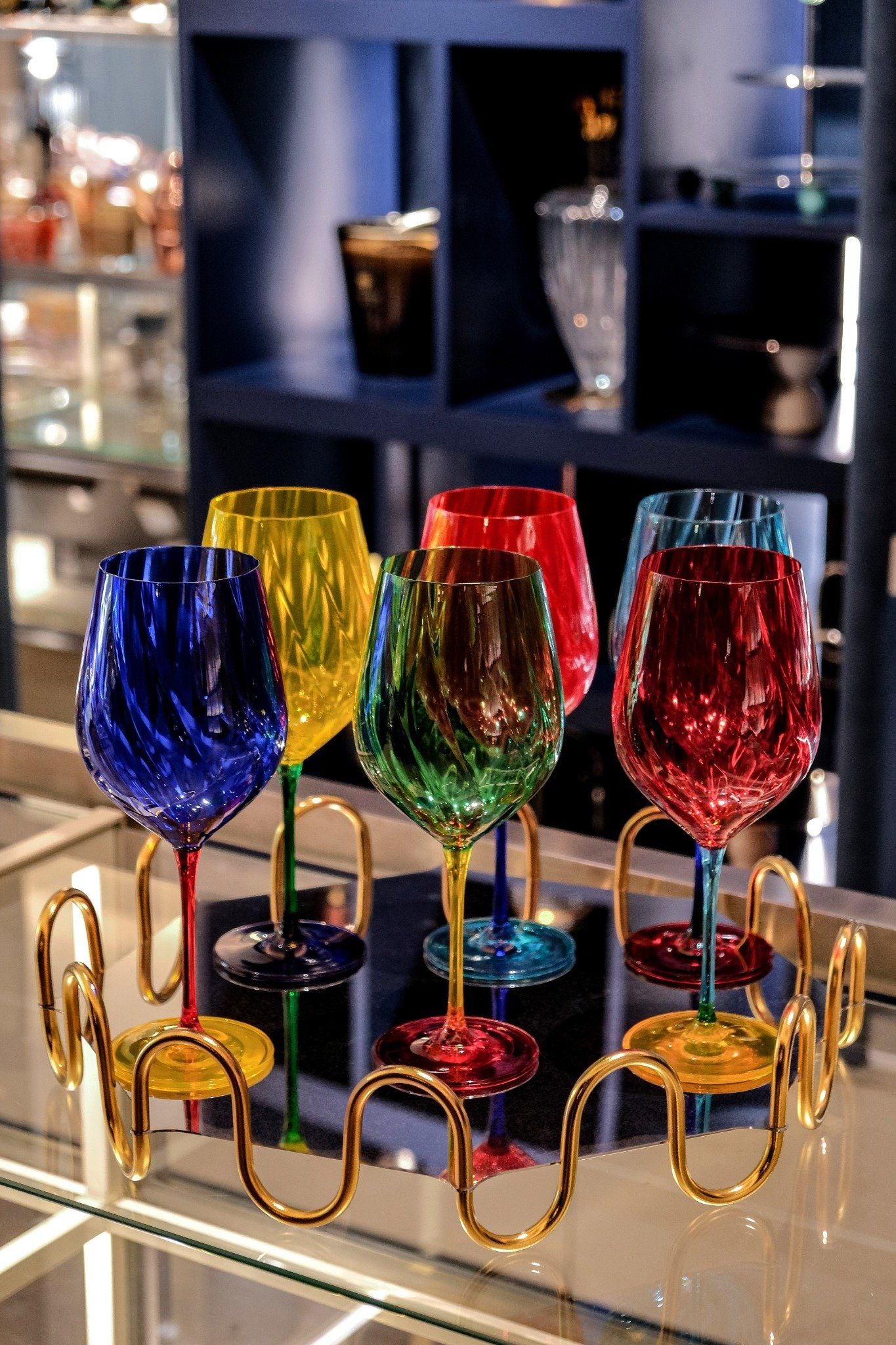  Set 6 ly vang Uria màu 600ml Crystal Bohemia 