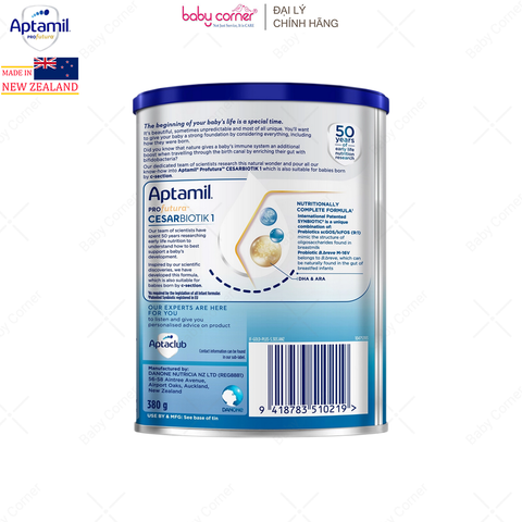  Sữa Bột Aptamil New Zealand Infant Formula Số 1, 380g, bé 0-12 tháng 