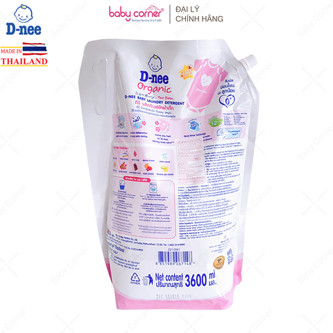  Nước Giặt Quần Áo Em Bé DNEE Hồng, Dạng Túi 3.6L 
