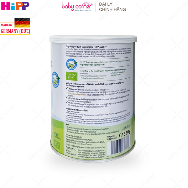  Sữa Bột HiPP Organic Combiotic Số 1, Bé Từ 0 - 6 Tháng, 350g 
