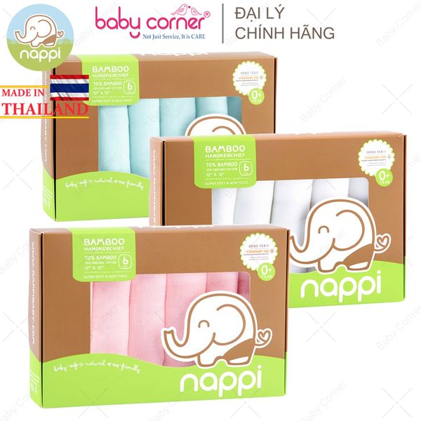  Set 6 Khăn Sữa Sợi Tre Nappi Cao Cấp (30cm x 30cm) 