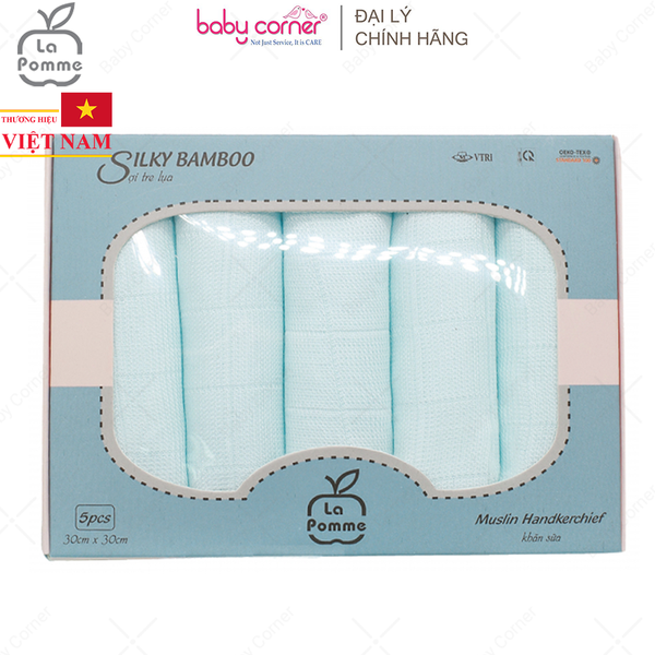 K001 Set 5 Khăn Sữa Sợi Tre Lụa La Pomme (30x30CM) 