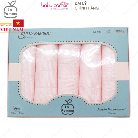  K001 Set 5 Khăn Sữa Sợi Tre Lụa La Pomme (30x30CM) 