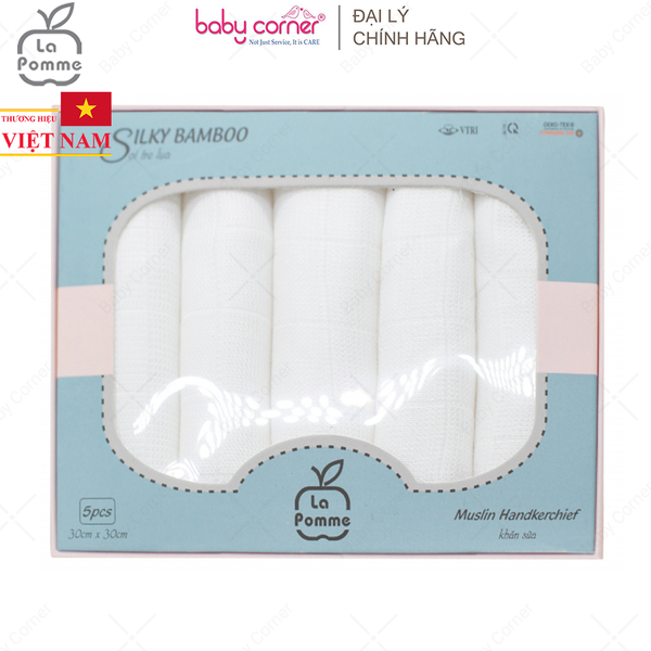  K001 Set 5 Khăn Sữa Sợi Tre Lụa La Pomme (30x30CM) 