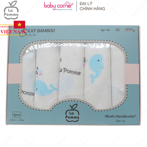  K001 Set 5 Khăn Sữa Sợi Tre Lụa La Pomme (30x30CM) 
