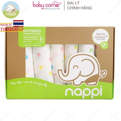  Set 6 Khăn Sữa Sợi Tre Nappi Cao Cấp (30cm x 30cm) 