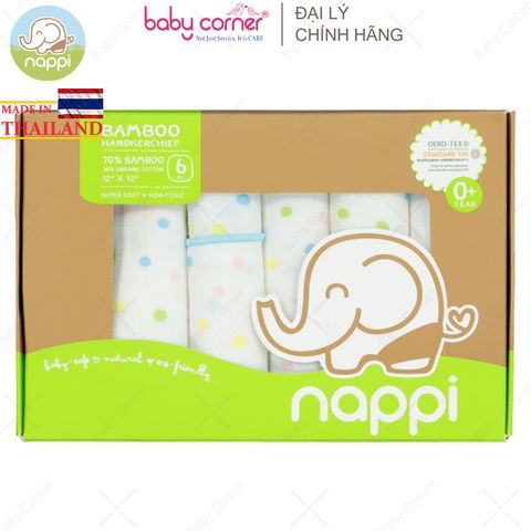  Set 6 Khăn Sữa Sợi Tre Nappi Cao Cấp (30cm x 30cm) 