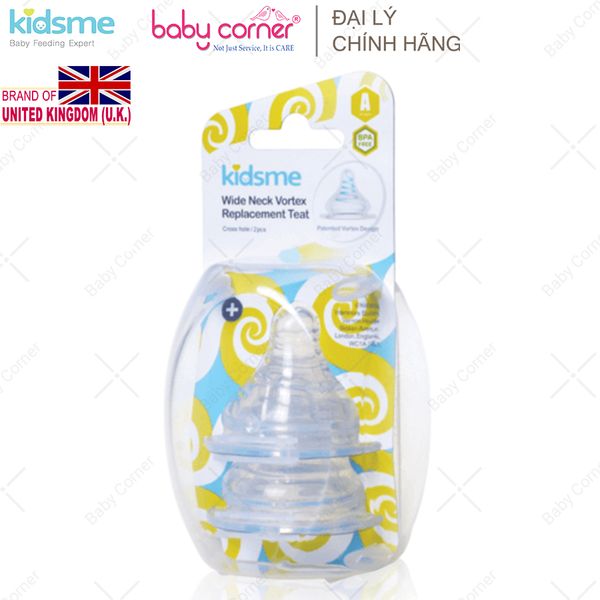  Núm Ty Bình Sữa Cổ Rộng Kidsme (Bộ 2 Cái) 